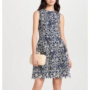 NWT Shoshanna Floral Lace Dress in Navy and White 12